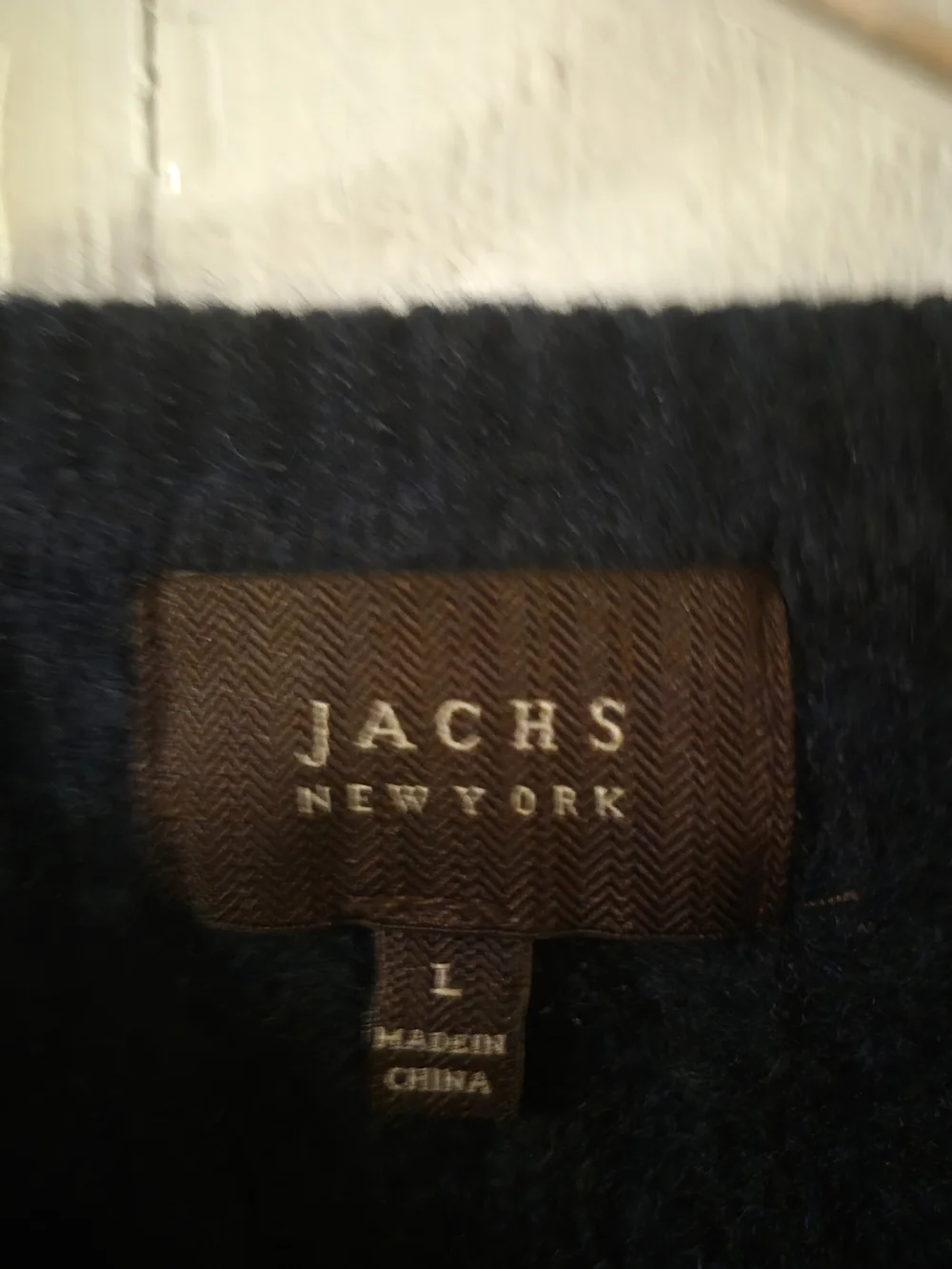 JACHS NY Men's L Navy Cable Knit Lambswool Blend Crewneck Pullover Sweater  5045